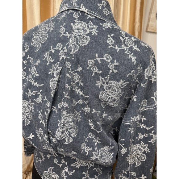 Vtg 90s Georgios Retro Embroidered Floral cotton Denim Jacket 8 fairy festival - Picture 8 of 16
